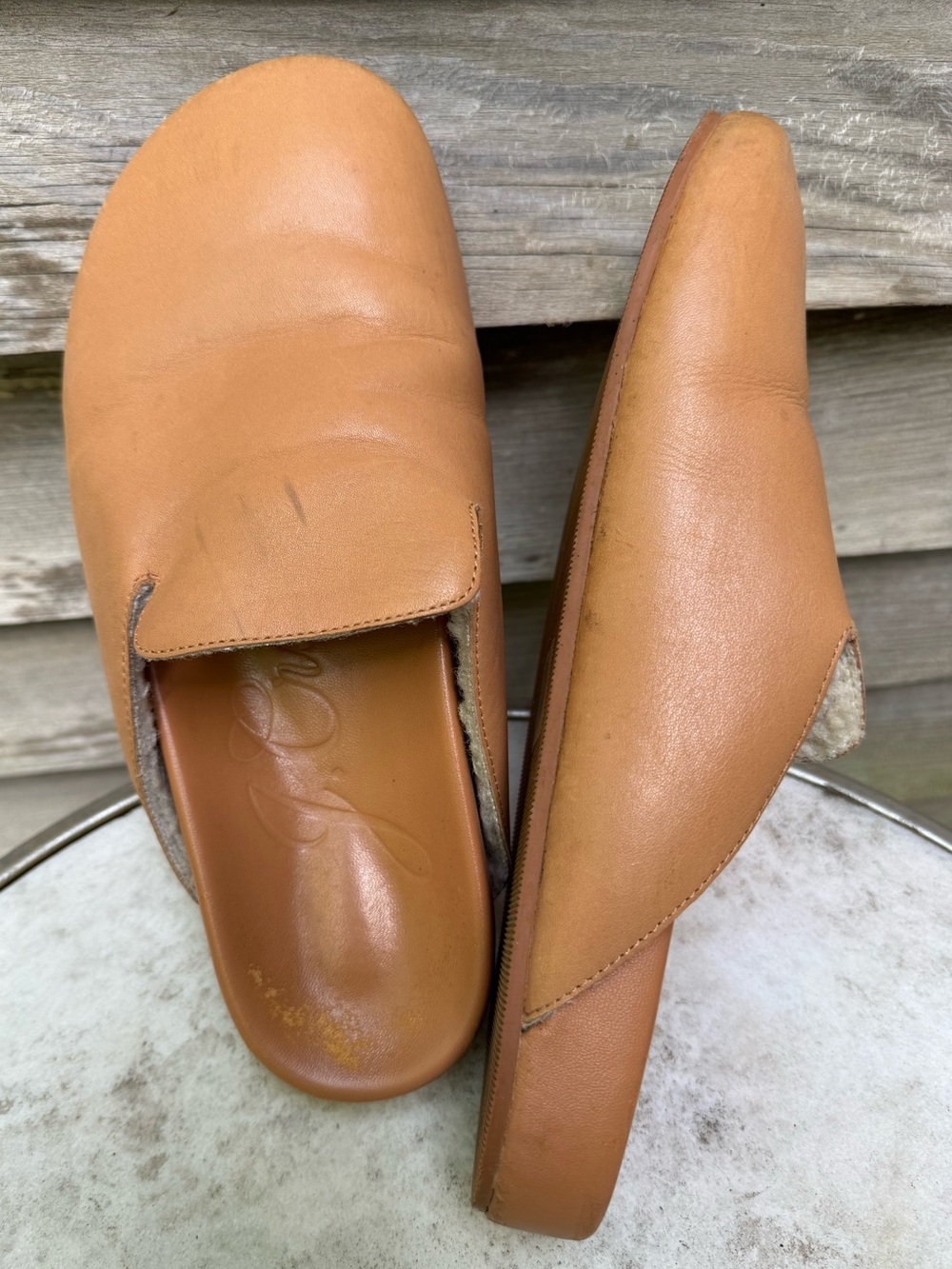 J Crew Leather Slip-On Mules in Tan